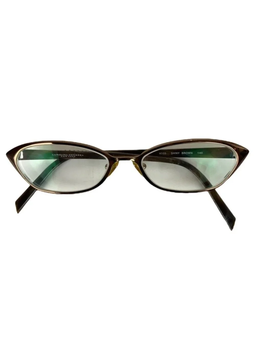 Carolina Herrera Womens Cat Eye Glasses Frames H103 Shiny Brown Bling 51-16-140